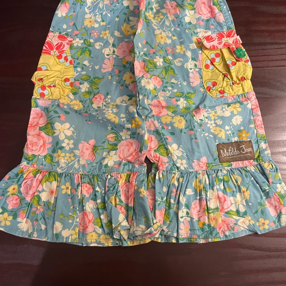 Matilda Jane Blue Floral Ruffle Pants